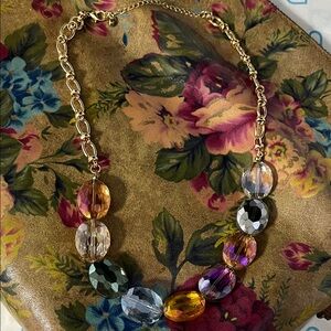 Multifaceted, Elegant Multicolor Beaded Gold - Toned Necklace